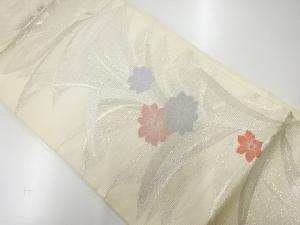 アンティーク　絽紗草花模様織出し袋帯（材料）